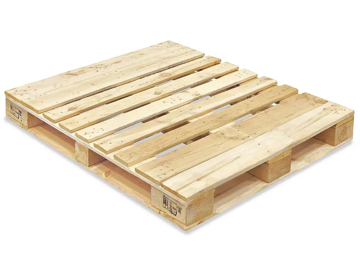 Heavy-duty wooden block pallets with four-way forklift access for industrial use